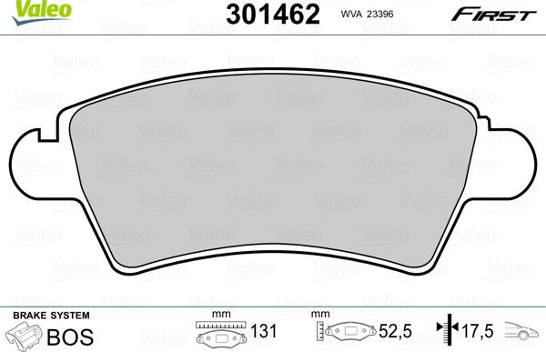 Valeo 301462 - Əyləc altlığı dəsti, əyləc diski furqanavto.az