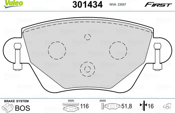 Valeo 301434 - Əyləc altlığı dəsti, əyləc diski furqanavto.az