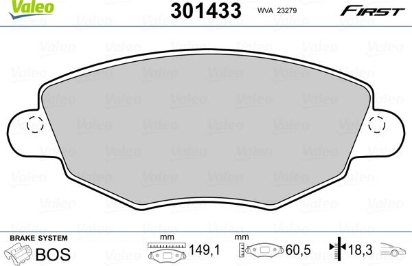 Valeo 301433 - Əyləc altlığı dəsti, əyləc diski furqanavto.az