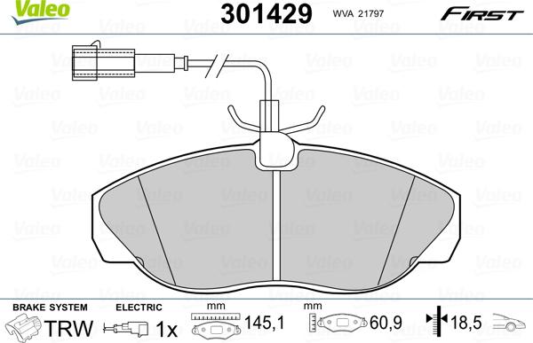 Valeo 301429 - Əyləc altlığı dəsti, əyləc diski furqanavto.az