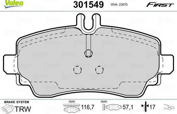 Valeo 301549 - Əyləc altlığı dəsti, əyləc diski furqanavto.az