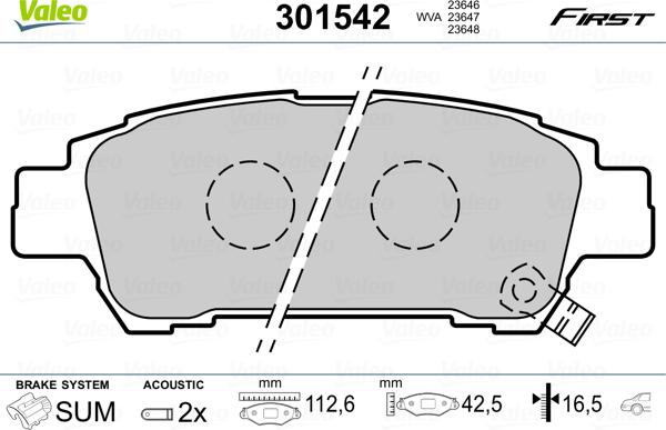 Valeo 301542 - Əyləc altlığı dəsti, əyləc diski furqanavto.az