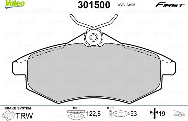 Valeo 301500 - Əyləc altlığı dəsti, əyləc diski furqanavto.az