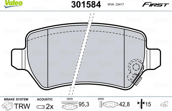 Valeo 301584 - Əyləc altlığı dəsti, əyləc diski www.furqanavto.az