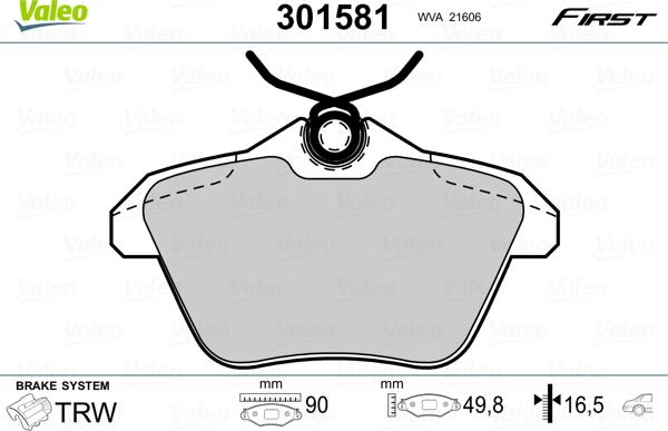 Valeo 301581 - Əyləc altlığı dəsti, əyləc diski furqanavto.az