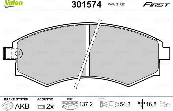 Valeo 301574 - Əyləc altlığı dəsti, əyləc diski furqanavto.az