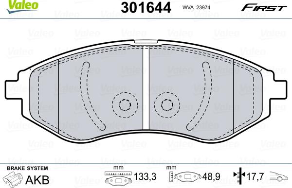 Valeo 301644 - Əyləc altlığı dəsti, əyləc diski www.furqanavto.az