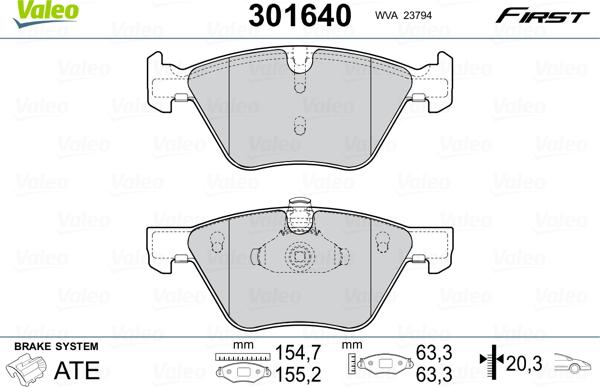 Valeo 301640 - Əyləc altlığı dəsti, əyləc diski furqanavto.az