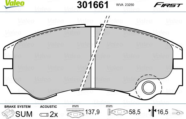 Valeo 301661 - Əyləc altlığı dəsti, əyləc diski furqanavto.az