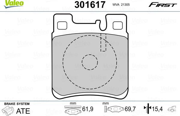 Valeo 301617 - Əyləc altlığı dəsti, əyləc diski furqanavto.az