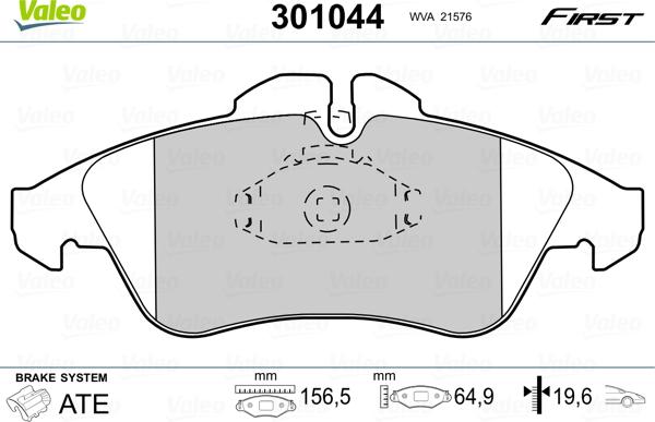 Valeo 301044 - Əyləc altlığı dəsti, əyləc diski www.furqanavto.az