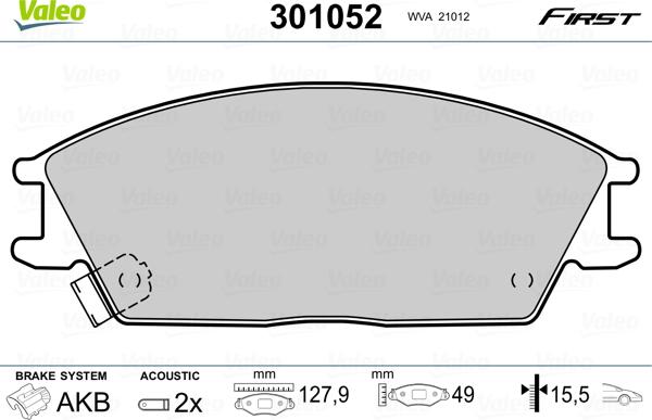 Valeo 301052 - Əyləc altlığı dəsti, əyləc diski www.furqanavto.az