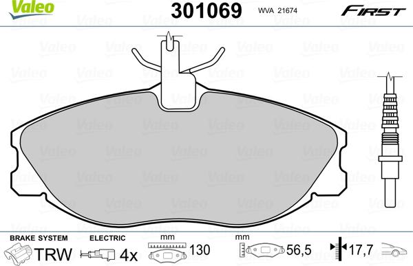 Valeo 301069 - Əyləc altlığı dəsti, əyləc diski www.furqanavto.az