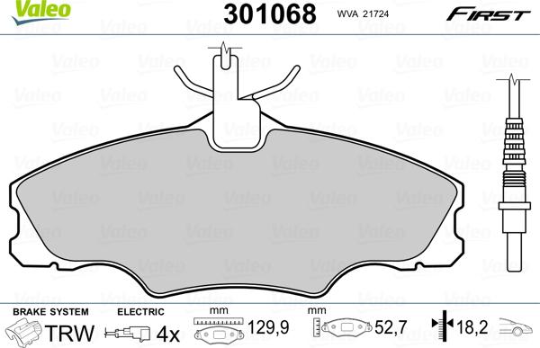 Valeo 301068 - Əyləc altlığı dəsti, əyləc diski www.furqanavto.az