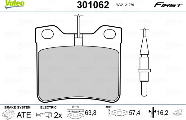 Valeo 301062 - Əyləc altlığı dəsti, əyləc diski furqanavto.az