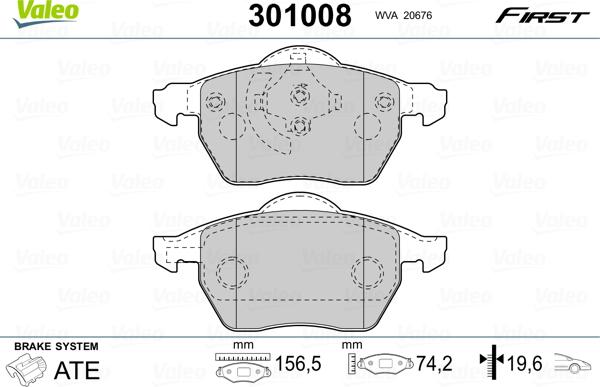 Valeo 301008 - Əyləc altlığı dəsti, əyləc diski furqanavto.az