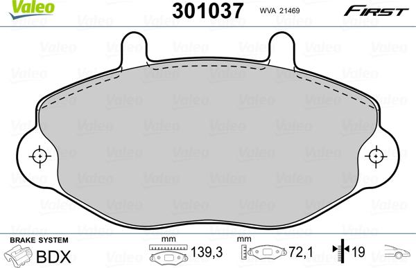 Valeo 301037 - Əyləc altlığı dəsti, əyləc diski furqanavto.az