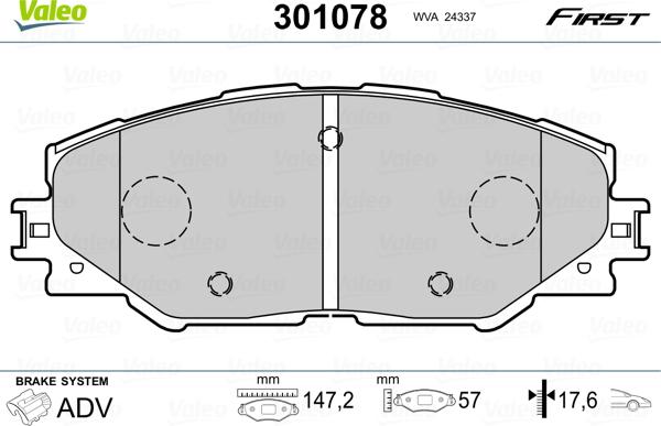 Valeo 301078 - Əyləc altlığı dəsti, əyləc diski furqanavto.az