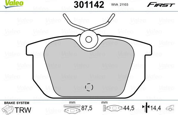 Valeo 301142 - Əyləc altlığı dəsti, əyləc diski www.furqanavto.az