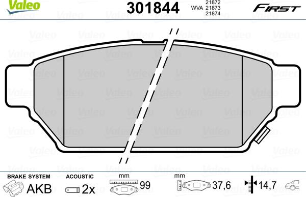 Valeo 301844 - Əyləc altlığı dəsti, əyləc diski furqanavto.az