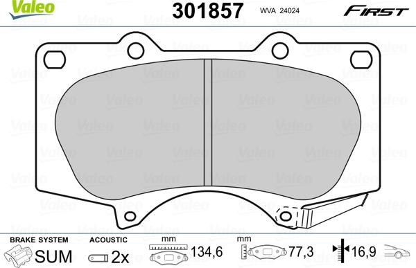 Valeo 301857 - Əyləc altlığı dəsti, əyləc diski www.furqanavto.az