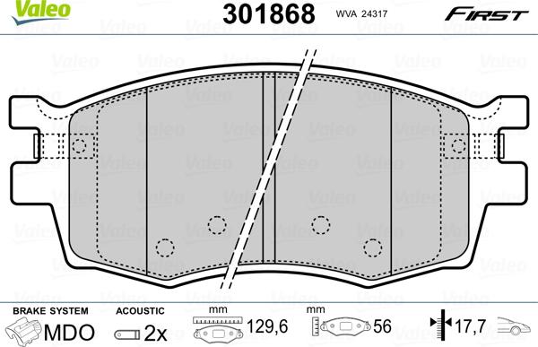 Valeo 301868 - Əyləc altlığı dəsti, əyləc diski furqanavto.az