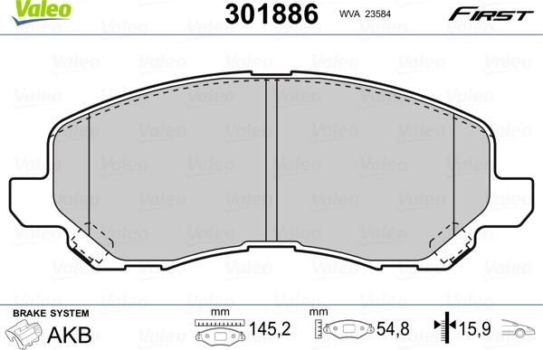 Valeo 301886 - Əyləc altlığı dəsti, əyləc diski furqanavto.az