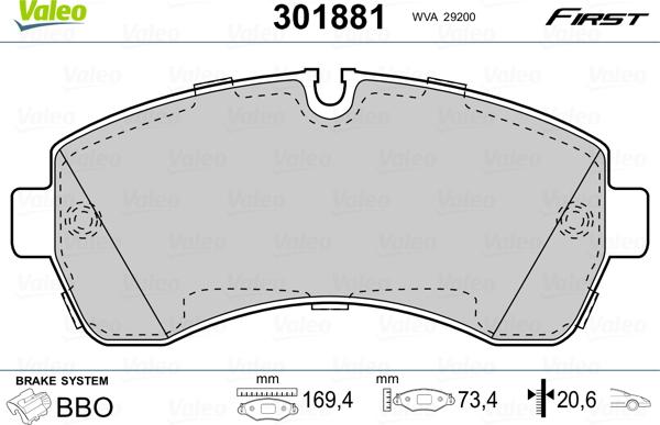 Valeo 301881 - Əyləc altlığı dəsti, əyləc diski furqanavto.az