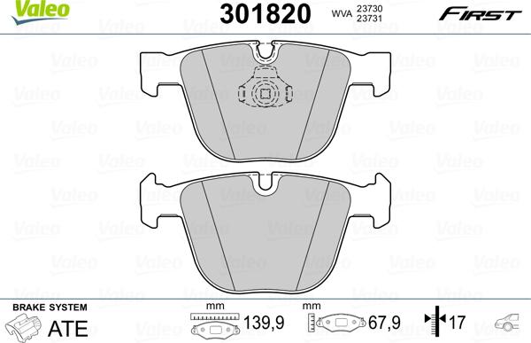 Valeo 301820 - Əyləc altlığı dəsti, əyləc diski furqanavto.az