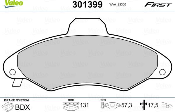 Valeo 301399 - Əyləc altlığı dəsti, əyləc diski www.furqanavto.az