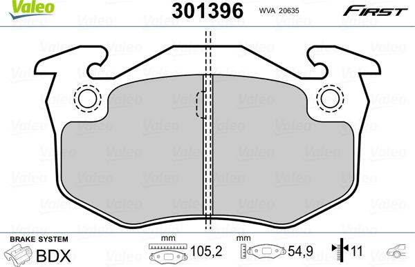 Valeo 301396 - Əyləc altlığı dəsti, əyləc diski furqanavto.az