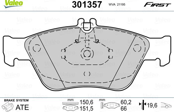 Valeo 301357 - Əyləc altlığı dəsti, əyləc diski furqanavto.az