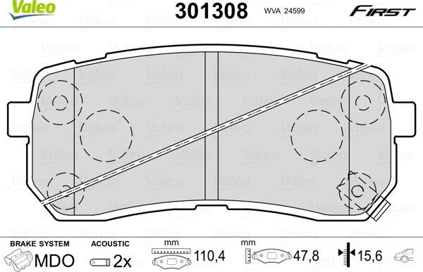 Valeo 301308 - Əyləc altlığı dəsti, əyləc diski furqanavto.az