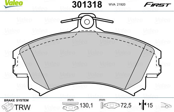 Valeo 301318 - Əyləc altlığı dəsti, əyləc diski furqanavto.az