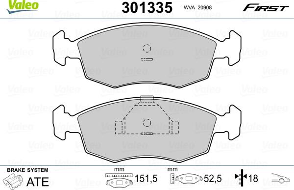 Valeo 301335 - Əyləc altlığı dəsti, əyləc diski furqanavto.az