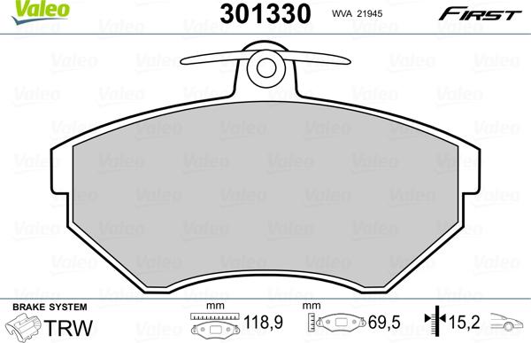 Valeo 301330 - Əyləc altlığı dəsti, əyləc diski furqanavto.az