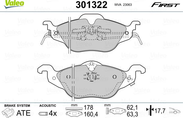 Valeo 301322 - Əyləc altlığı dəsti, əyləc diski furqanavto.az