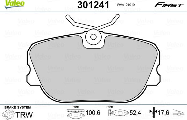 Valeo 301241 - Əyləc altlığı dəsti, əyləc diski furqanavto.az