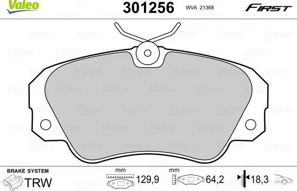 Valeo 301256 - Əyləc altlığı dəsti, əyləc diski furqanavto.az