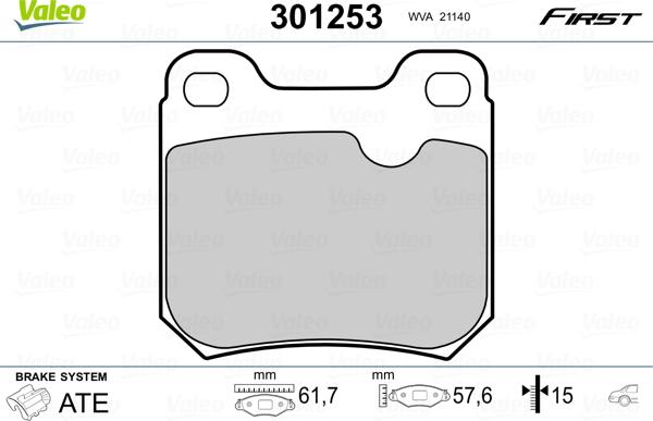 Valeo 301253 - Əyləc altlığı dəsti, əyləc diski furqanavto.az