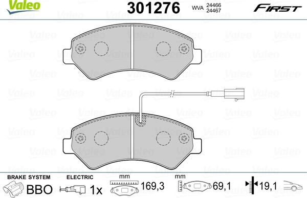 Valeo 301276 - Əyləc altlığı dəsti, əyləc diski furqanavto.az