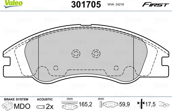 Valeo 301705 - Əyləc altlığı dəsti, əyləc diski furqanavto.az