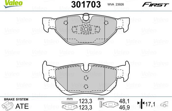 Valeo 301703 - Əyləc altlığı dəsti, əyləc diski furqanavto.az