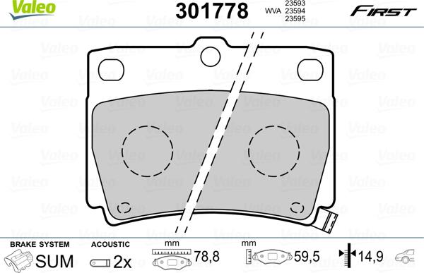 Valeo 301778 - Əyləc altlığı dəsti, əyləc diski furqanavto.az