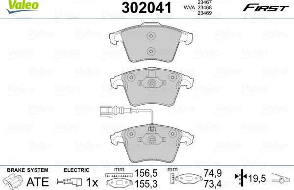 Valeo 302041 - Əyləc altlığı dəsti, əyləc diski furqanavto.az