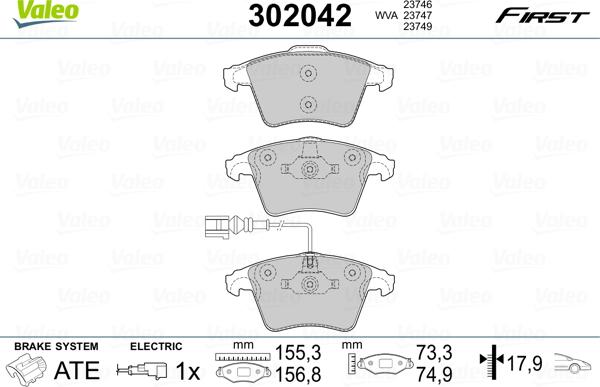 Valeo 302042 - Əyləc altlığı dəsti, əyləc diski furqanavto.az