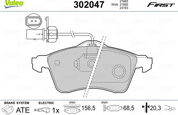 Valeo 302047 - Əyləc altlığı dəsti, əyləc diski furqanavto.az