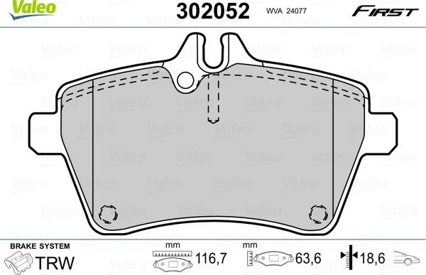 Valeo 302052 - Əyləc altlığı dəsti, əyləc diski furqanavto.az