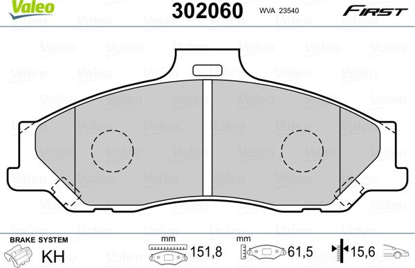 Valeo 302060 - Əyləc altlığı dəsti, əyləc diski furqanavto.az