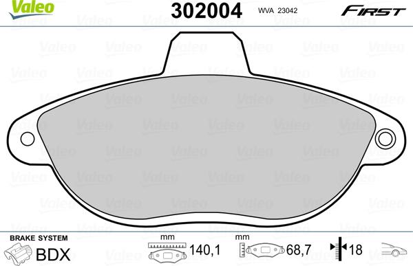 Valeo 302004 - Əyləc altlığı dəsti, əyləc diski furqanavto.az